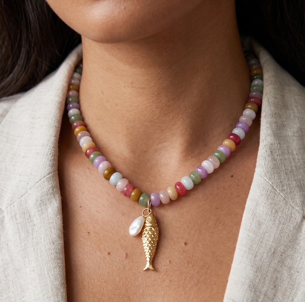 Isa Beaded Necklace with Charms